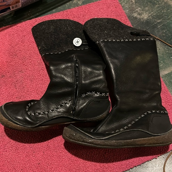 Merrell Zurich black leather wool all weather tall boot rubber sole zip Sz 7 - Picture 1 of 6